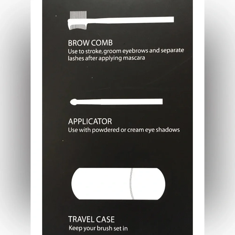New 7 Pc Makeup Brush Set Travel Case Ultimate Collection Black